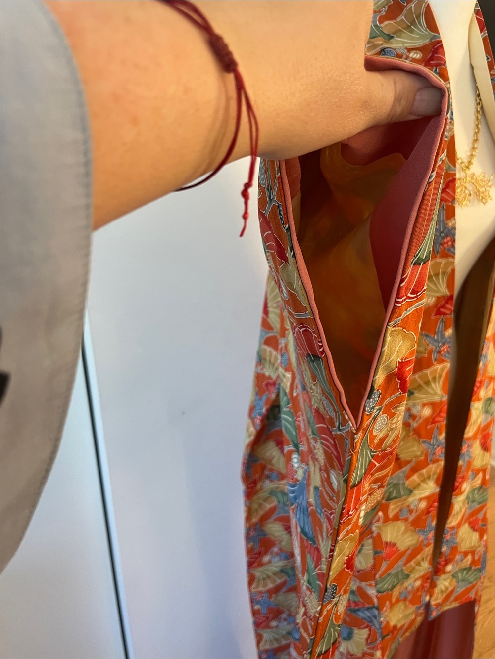 Vintage Orange Multi Floral Kimono Duster - Picture 5 of 9